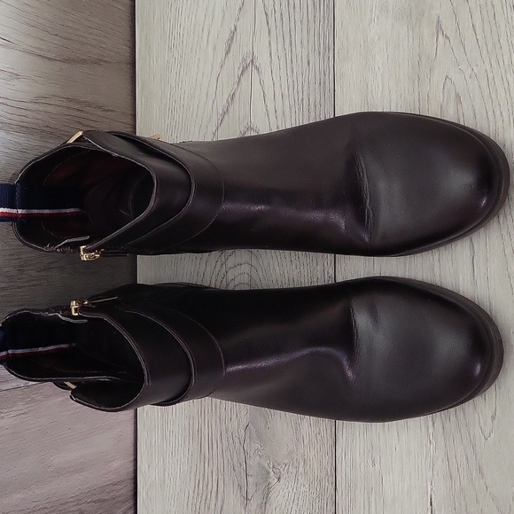 Tommy Hilfiger Womens 7.5M Julie3 Brown Ankle Booties‎ Zippered Biker Moto - Picture 4 of 12